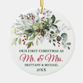 水の色の緑の果実クリスマスフォトバック セラミックオーナメント (正面)