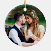 水の色の緑の果実クリスマスフォトバック セラミックオーナメント (裏面)