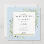水の色の緑の男の子ブルーカップルベビーシャワー 招待状 (正面)