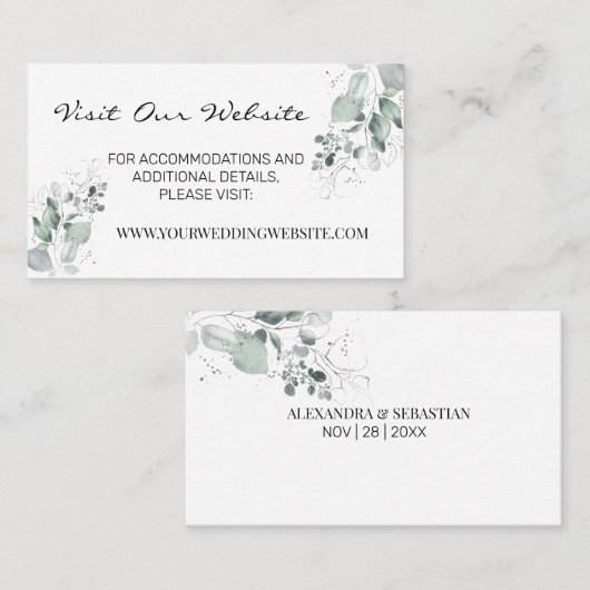 水の色の緑の結婚ウェブサイト挿入カード プレイスカード (正面/裏面)