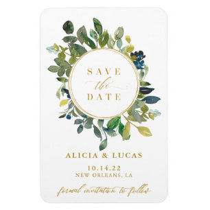 水の色の緑の結婚式の日付を保存Invitati マグネット