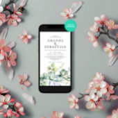 水の色の緑の花束冬の結婚式パーティー 招待状