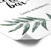 水の色の緑の葉バーのコーヒーの結婚のサイン ポスター (角)