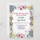 水の色の緑の葉フローライースターエッグ狩り 招待状 (正面)