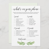 水の色の緑の葉ブライダルシャワー電話ゲーム (正面/裏面)