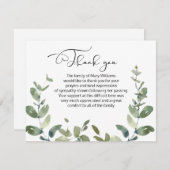 水の色の緑の葬儀サンキューノートカード サンキューカード (正面/裏面)
