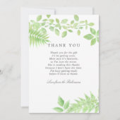 水の色の緑の赤ちゃんシャワーありがとう サンキューカード (正面)