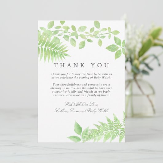 水の色の緑の赤ちゃんシャワーありがとう サンキューカード (スタンド正面)
