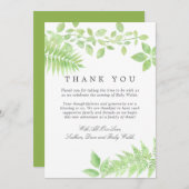 水の色の緑の赤ちゃんシャワーありがとう サンキューカード (正面/裏面)