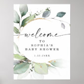 水の色の緑の赤ちゃんシャワー歓迎ポスター ポスター (正面)