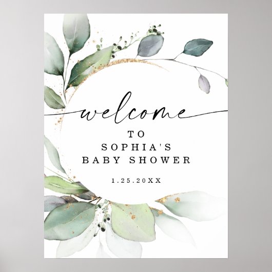 水の色の緑の赤ちゃんシャワー歓迎ポスター ポスター (正面)