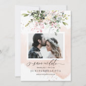 水の色の緑の赤面ピンクダスティーバラ 招待状 (正面)