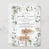 水の色の緑の金ゴールドジェンダーが赤ちゃんのシャワーを明らかにする 招待状 (正面)