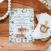 水の色の緑の金ゴールドジェンダーが赤ちゃんのシャワーを明らかにする 招待状