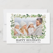 水の色の緑の金ゴールドフレームハッピーホリデー シーズンカード (正面)