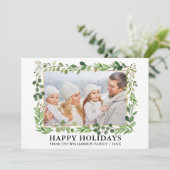 水の色の緑の金ゴールドフレームハッピーホリデー シーズンカード (スタンド正面)