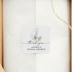 水の色の緑の金ゴールドブライダルシャワーありがとう スクエアシール