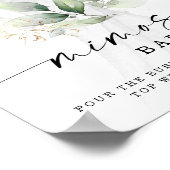 水の色の緑の金ゴールドブライダルシャワーミモササイン ポスター (角)