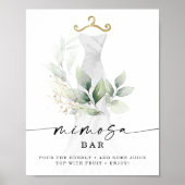 水の色の緑の金ゴールドブライダルシャワーミモササイン ポスター (正面)