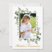 水の色の緑の金ゴールド最初の共産写真 招待状 (正面)