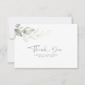 水の色の緑の金ゴールド葉小さい感謝 サンキューカード (正面)
