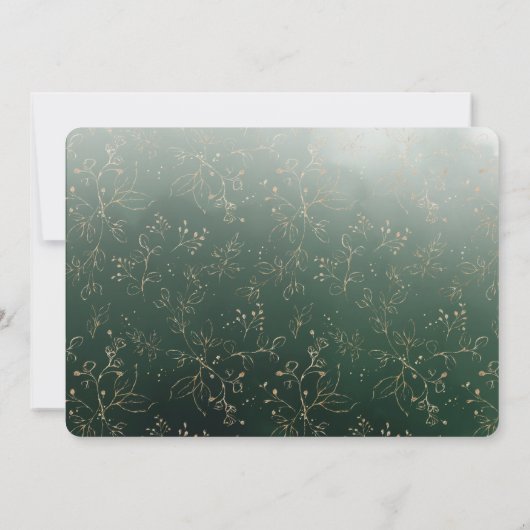 水の色の緑の金ゴールド赤ちゃんシャワー 招待状 (裏面)