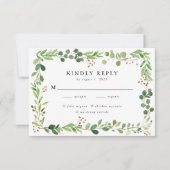 水の色の緑の食事の選択結婚の 出欠カード (正面)