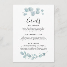 水の色の緑結婚のゲスト情報 エンクロージャーカード