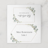 水の色の緑結婚のテーブル プレイスカード (外部開封)