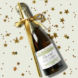 水の色の緑結婚のミニ スパークリングワインラベル