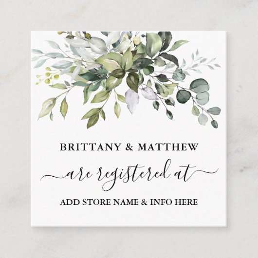 水の色の緑結婚のレジストリの写真 エンクロージャーカード (正面)