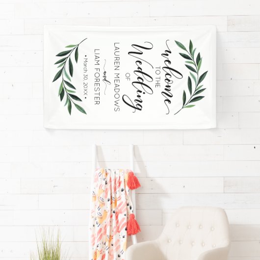 水の色の緑結婚の歓迎バナー 横断幕 (インサイチュ)