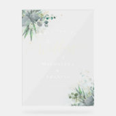 水の色の緑結婚の歓迎 アクリルサイン (正面)