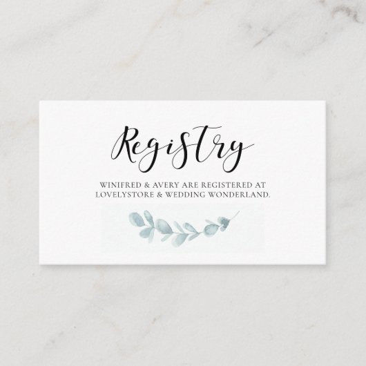 水の色の緑結婚の登録カード エンクロージャーカード (正面)