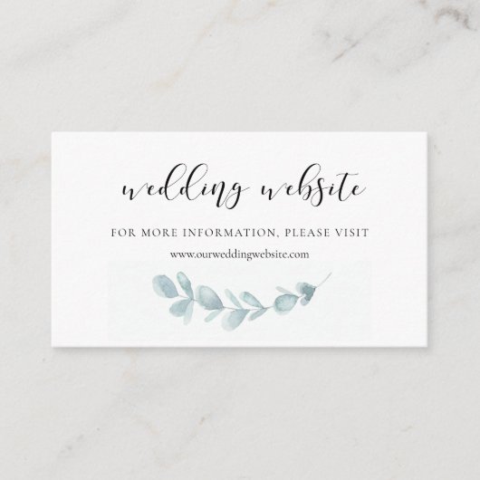 水の色の緑結婚のWebサイトカード エンクロージャーカード (正面)