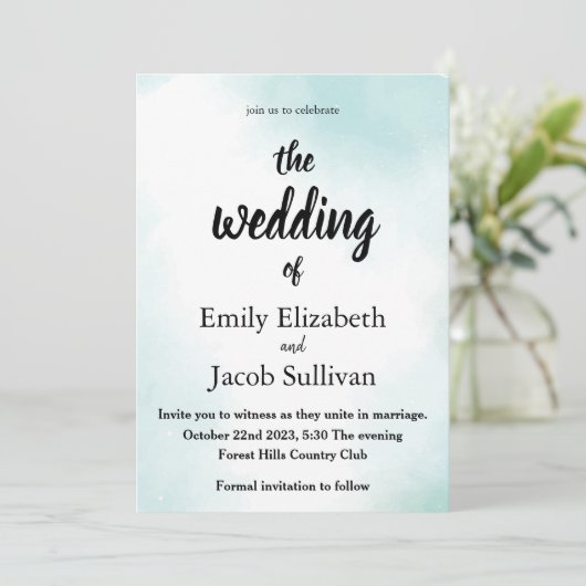 水の色の緑結婚招待状 セーブザデート (スタンド正面)