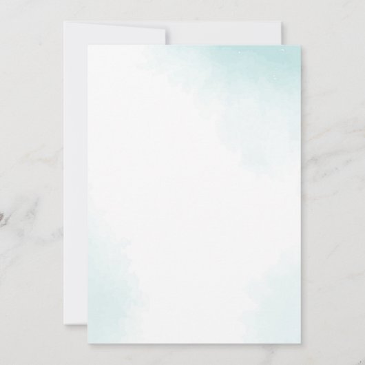 水の色の緑結婚招待状 セーブザデート (裏面)