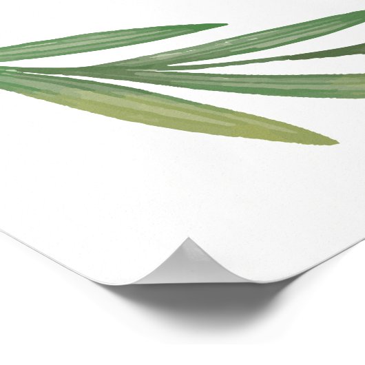 水の色の緑葉の結婚の歓迎サイン ポスター (角)