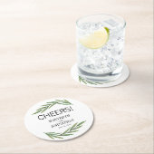 水の色の緑葉の結婚コースター ラウンドペーパーコースター (インサイチュ)