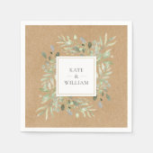 水の色の緑離れの素朴Kraft結婚's スタンダードカクテルナプキン (正面)