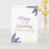 水の色の緑50結婚周年 カード (黄色い花)