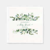 水の色の緑、ユーカリ素朴ベイビーシャワー スタンダードカクテルナプキン (正面)