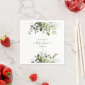 水の色の緑、ユーカリ赤ちゃんシャワー スタンダードカクテルナプキン (インサイチュ)