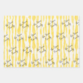 水の色の線ストライプの審美的な黄色カスタム ラッピングペーパーシート (正面2)