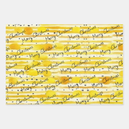 水の色の線ストライプの審美的な黄色カスタム ラッピングペーパーシート