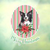 水の色の縁どコリーとポインセチアカスタム ウィンドウサイン (シート3)