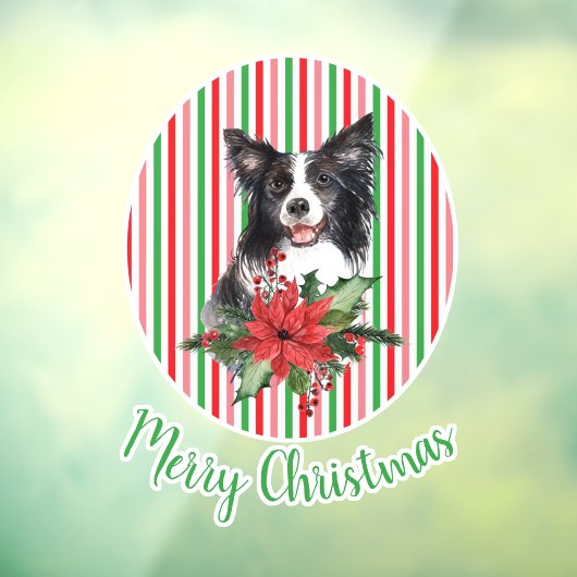 水の色の縁どコリーとポインセチアカスタム ウィンドウサイン (シート3)