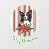 水の色の縁どコリーとポインセチアカスタム ウィンドウサイン (シート)