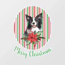 水の色の縁どコリーとポインセチアカスタム