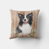 水の色の縁どコリーと花 クッション (裏面)